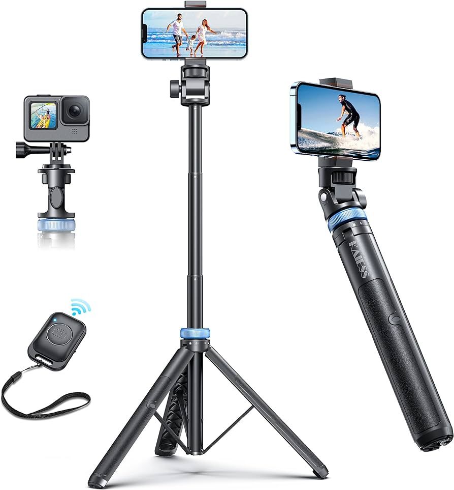 Kaiess 62" iPhone Tripod, Selfie Stick Tripod & Phone Tripod Stand with Remote, Cell Phone Tripod... | Amazon (US)