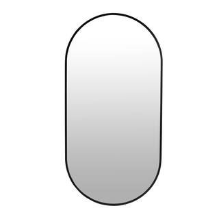 18 in. x 35 in. Modern Oval Framed Wall-Mounted Vanity Mirror (Matte Black) | The Home Depot