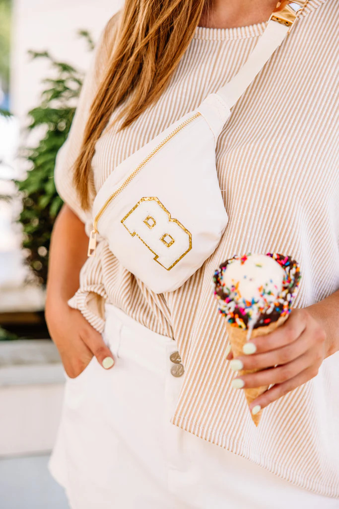 Ready For Action Nude Varsity Fanny Pack | The Mint Julep Boutique