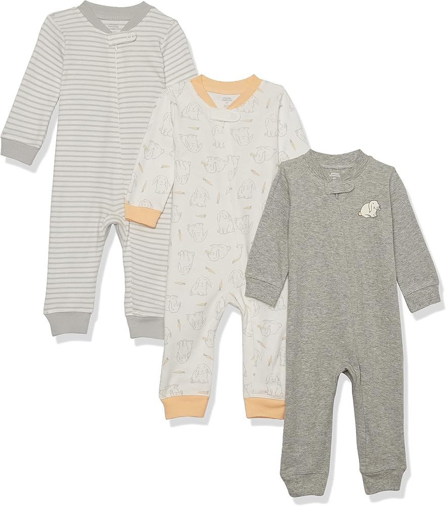 Amazon Essentials Unisex Babies' Cotton Footless Zip-Front Sleep and Play, Pack of 3 | Amazon (US)