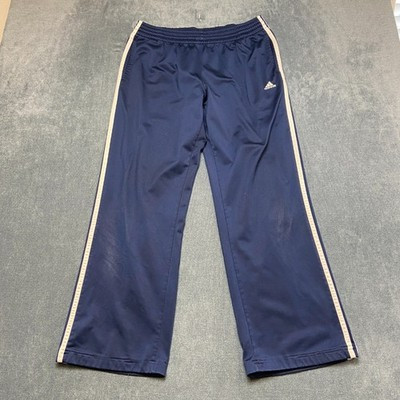 Adidas Track Pants Mens Medium Navy Blue 3 Stripes Logo Straight Leg Performance | eBay US