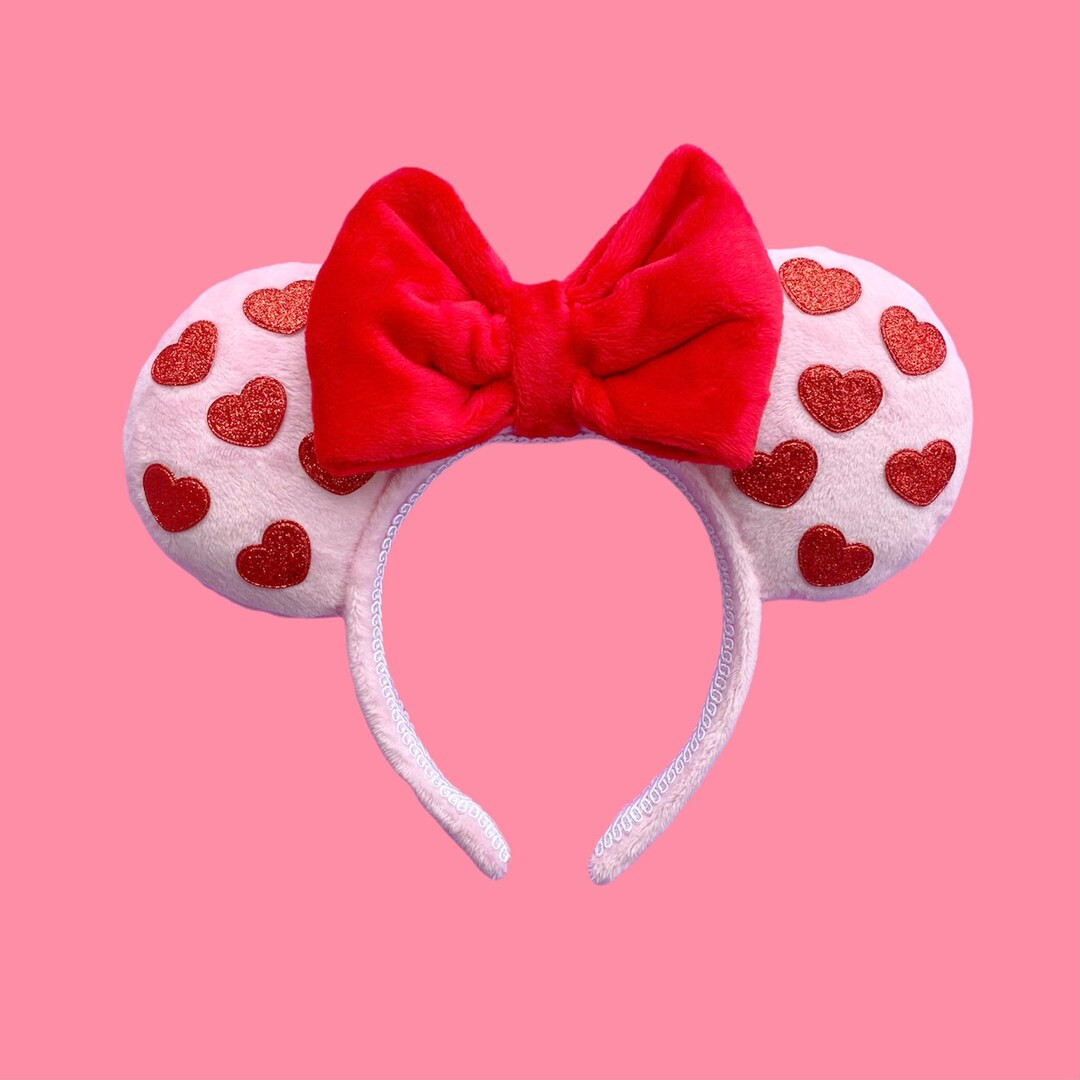 Red Heart Valentines Day Mouse Ears - Etsy | Etsy (US)