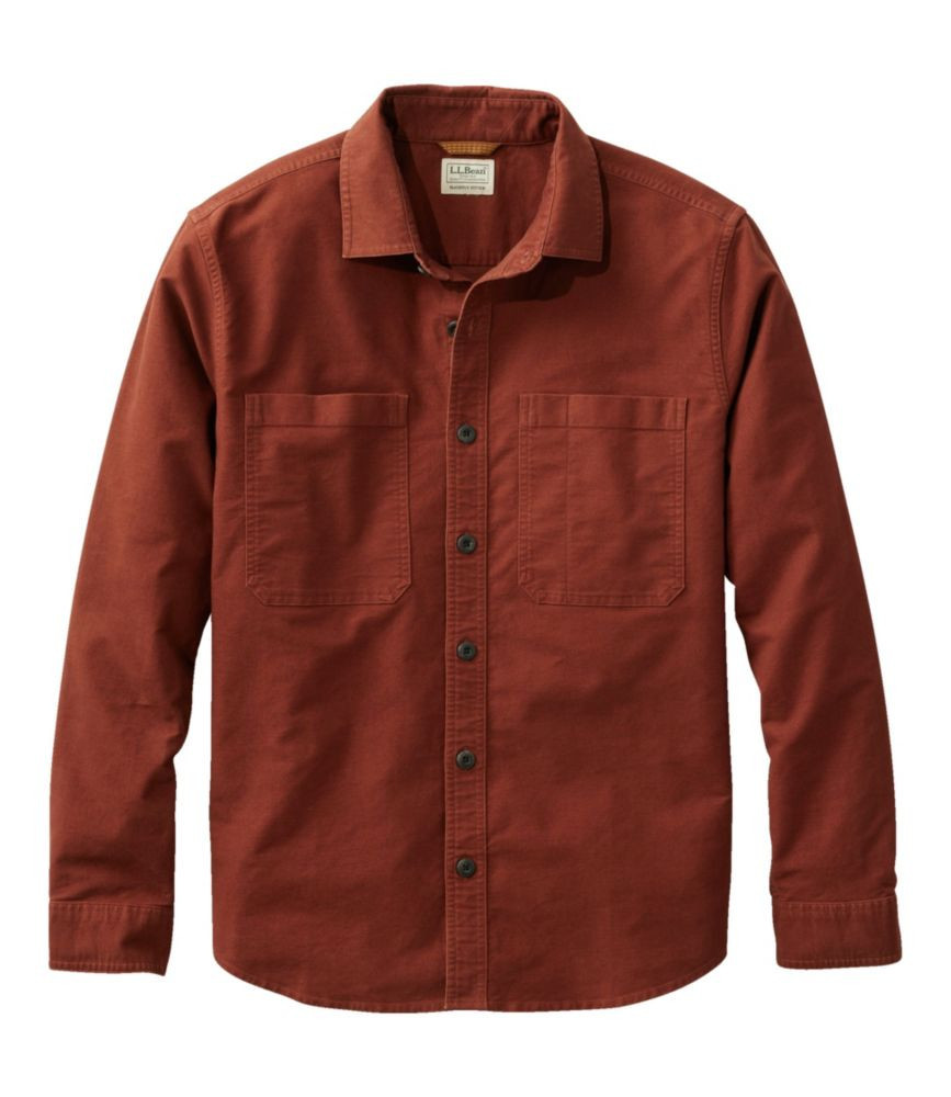 Men's Moleskin Shirt, Slightly Fitted Untucked Fit Burnt Mahogany Small, Cotton Blend L.L.Bean | L.L. Bean