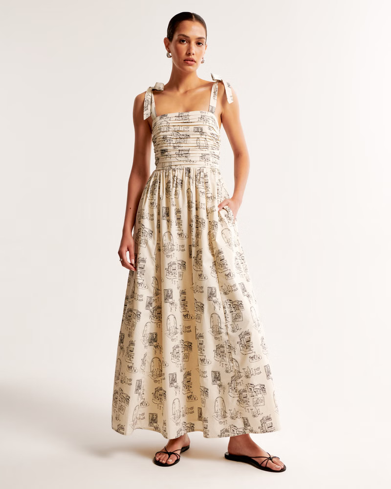 Women's The A&F Emerson Tie-Strap Maxi Dress | Women's New Arrivals | Abercrombie.com | Abercrombie & Fitch (US)