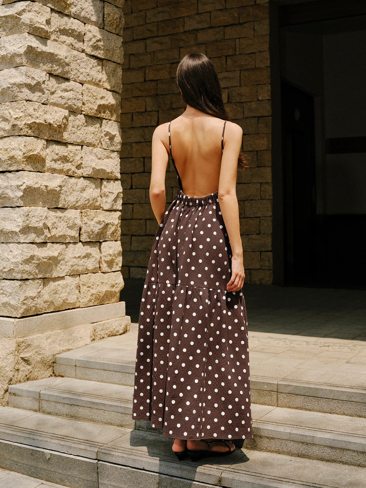 Cotton Backless Polka Dot Dress | Commense
