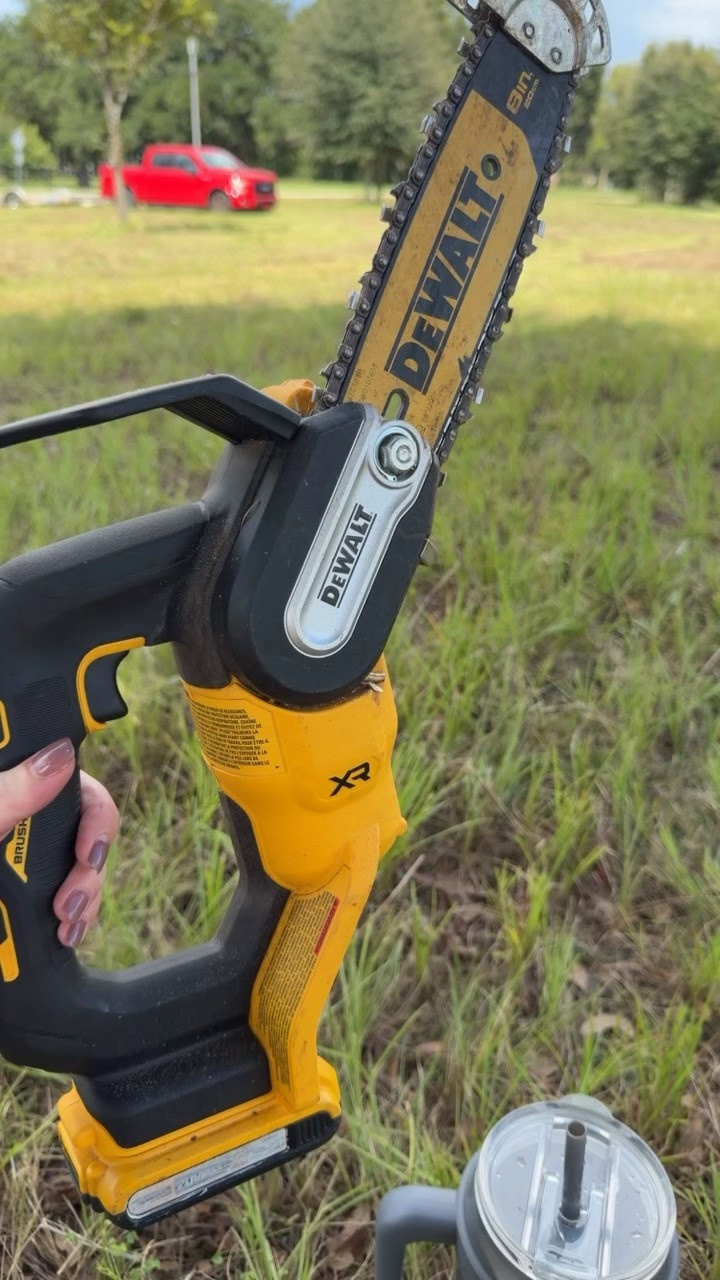 Yard work day! I love using this battery powered chainsaw!! Cuts like butter