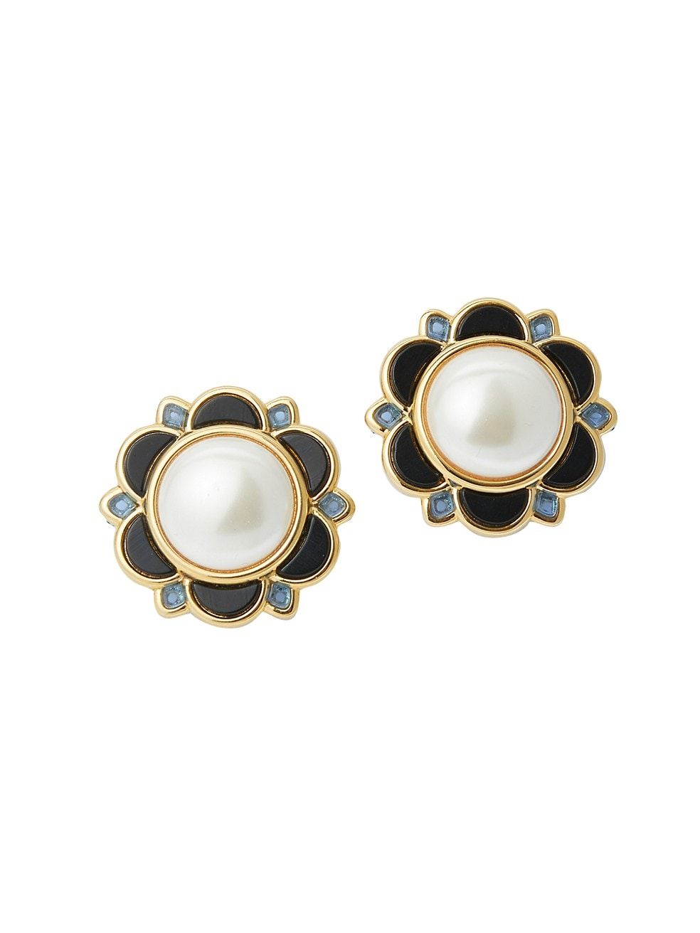 Eva 14K-Gold-Plated, Resin & Acrylic Faux Pearl Button Earrings | Saks Fifth Avenue