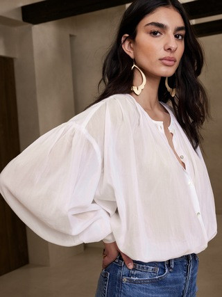 West Oversized Cotton-Silk Shirt | Banana Republic (US)
