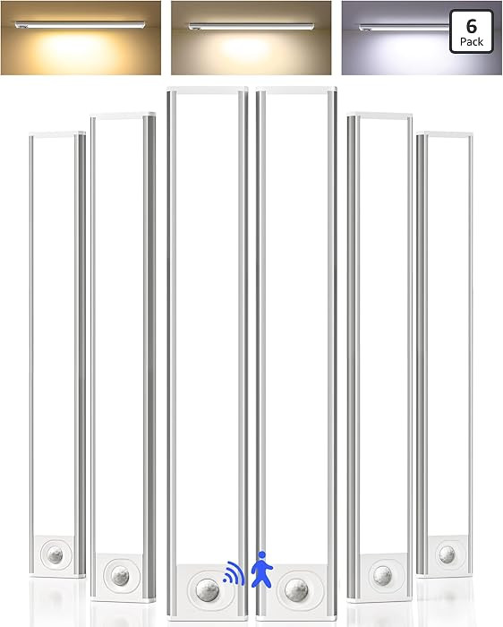 16inch Under Cabinet Lighting, 6Pack Rechargeable Motion Sensor Light Indoor, Magnetic Closet Lig... | Amazon (US)