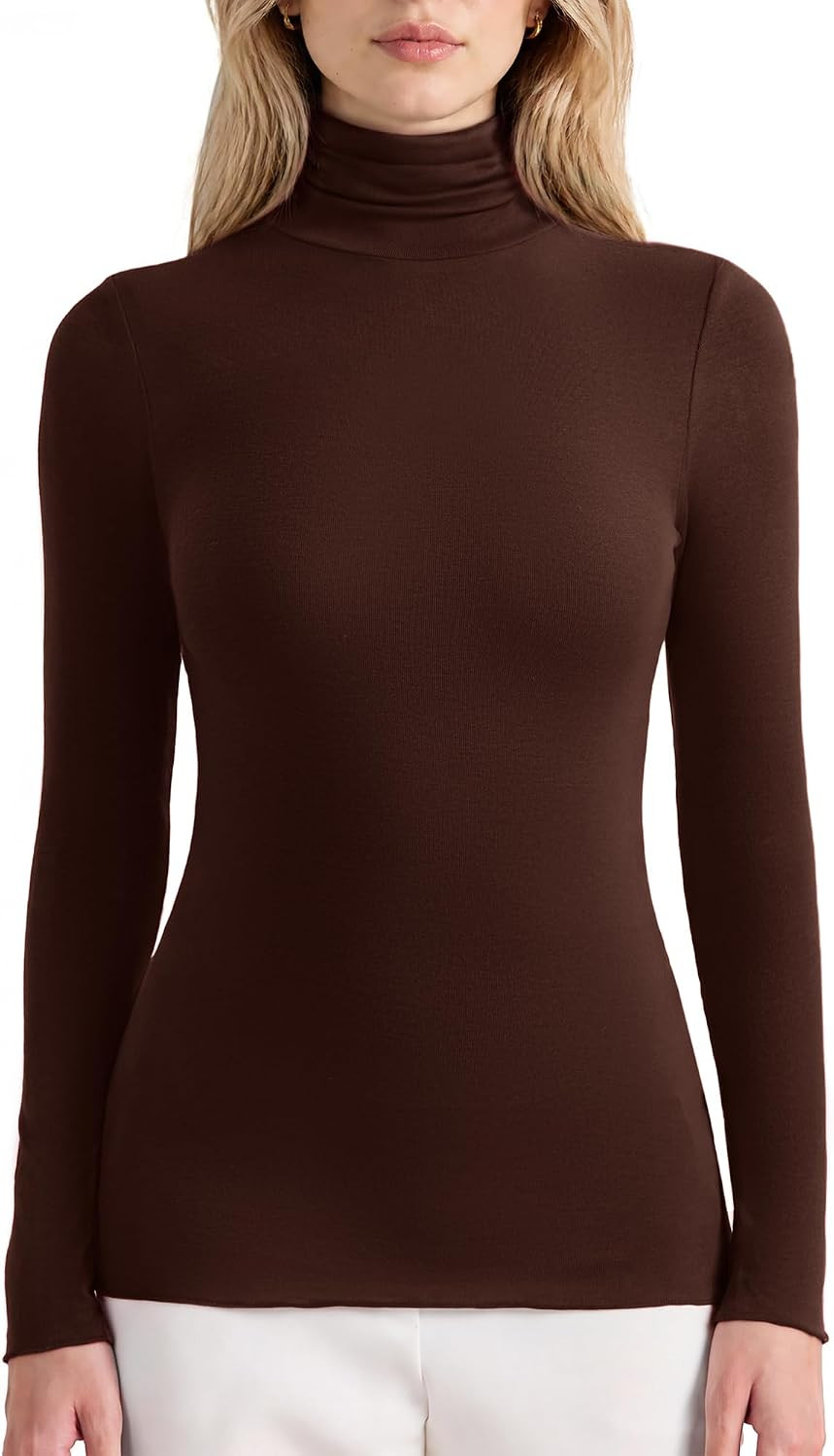 SUUKSESS Women Cashmere Blend Turtleneck Tops Long Sleeve Fitted Fall Shirt | Amazon (US)