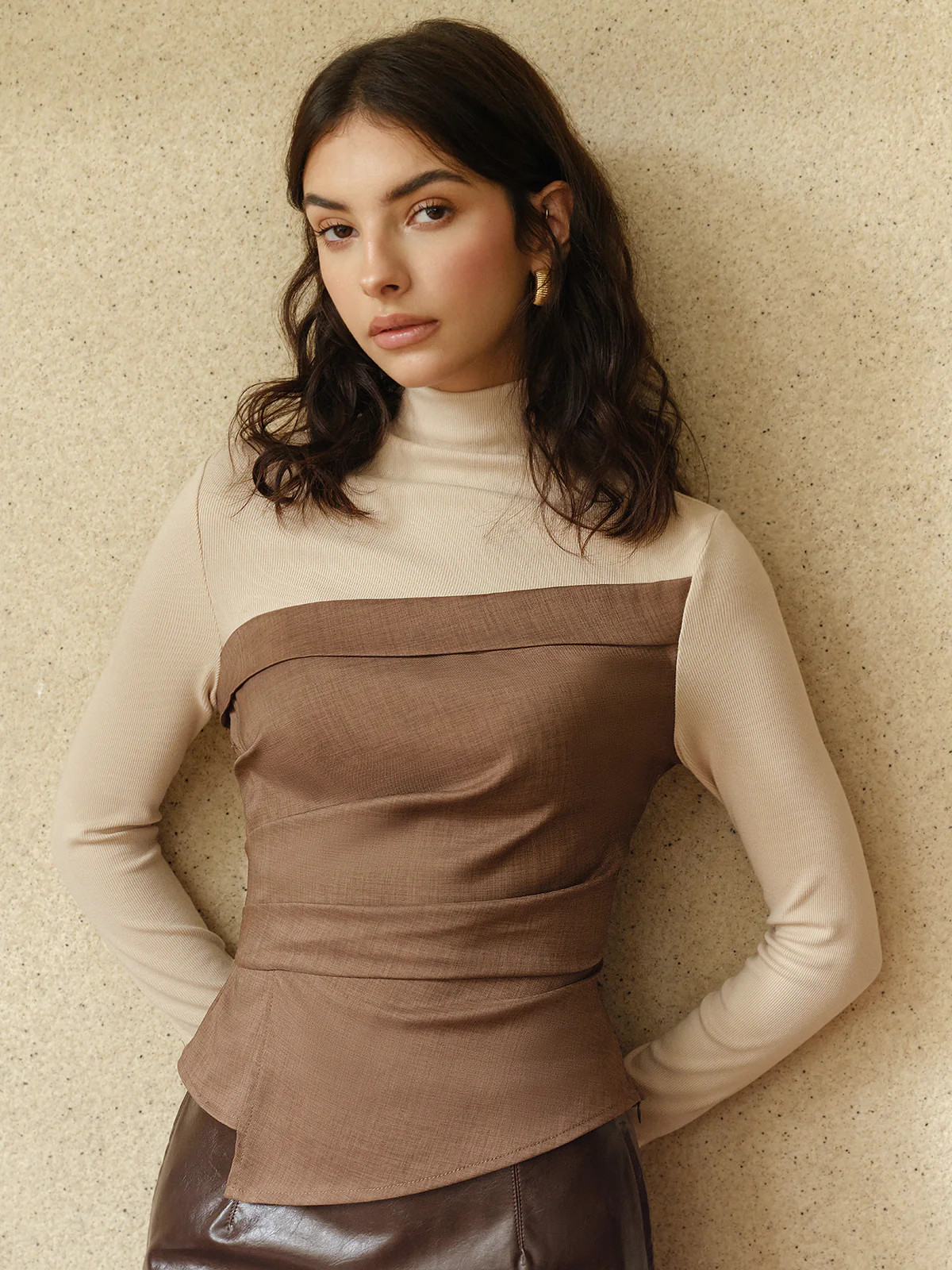 Color Block Pleated Panel T-Shirt | Commense