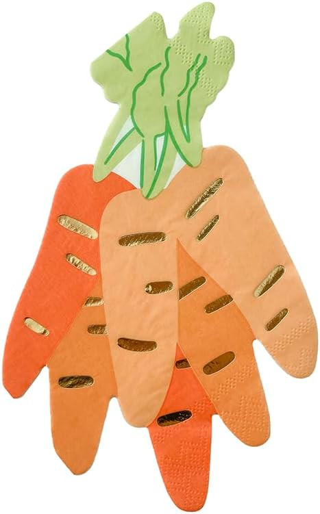 Daydream Society Bunnies In The Garden - Carrot Bunch Die-Cut Napkins - Pack of 16 Napkins - Disp... | Amazon (US)