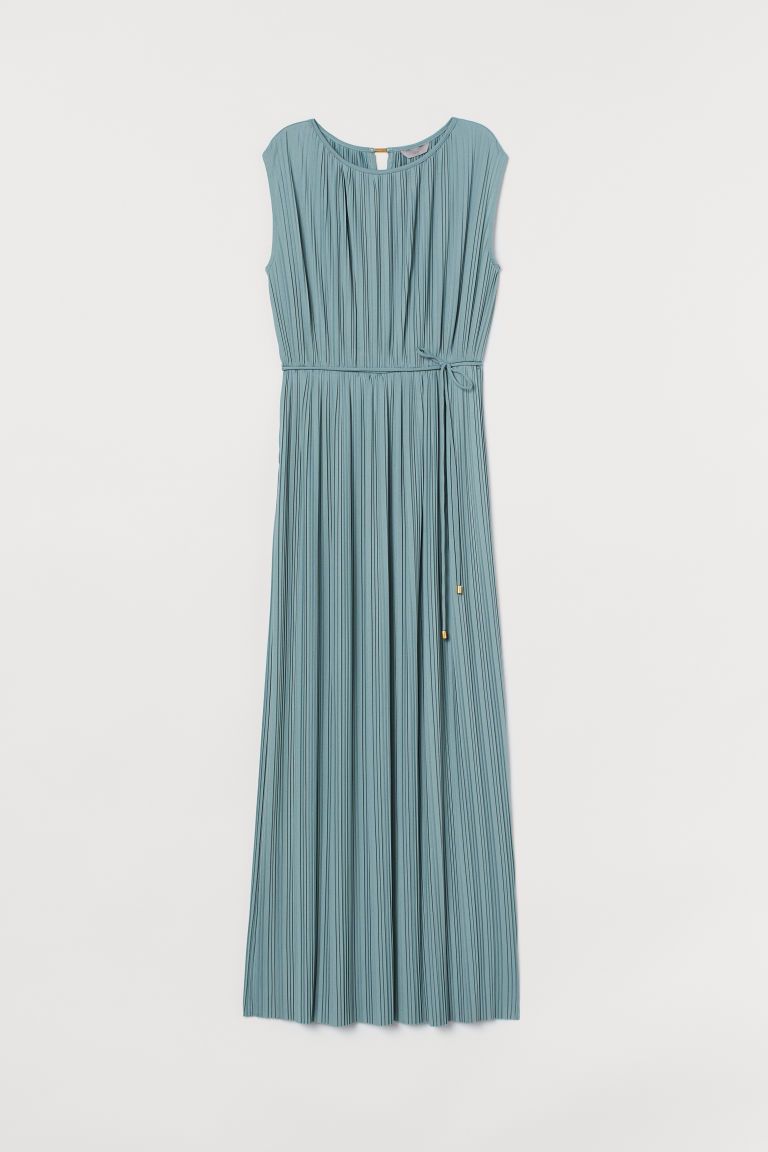 H & M - Pleated Long Dress - Turquoise | H&M (US + CA)