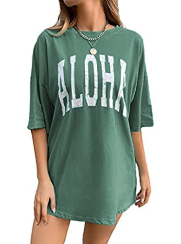 Remidoo Women's Casual Short Sleeve Graphic Oversized T Shirt Loose Letter Print Tee Top Blouse | Amazon (US)