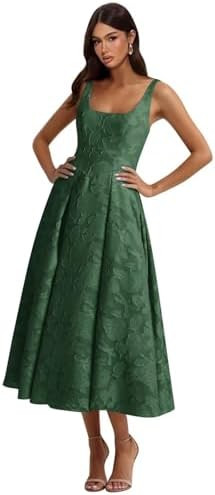 Basgute Floral Lace Bridesmaid Dresses for Women Tea Length A Line Pleated Wedding Guest Dress Fo... | Amazon (US)