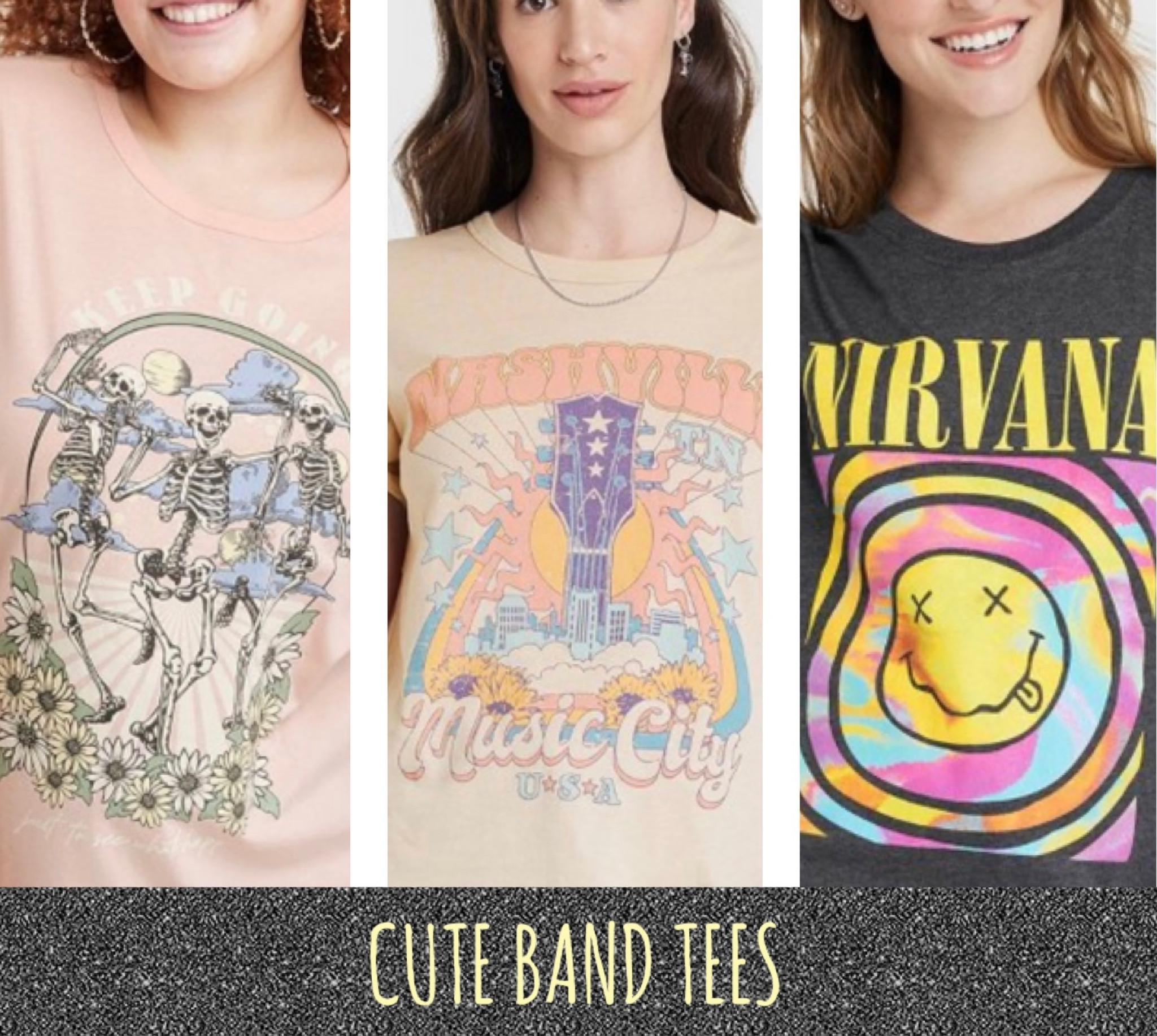 Love a good oversized band tee!
The material is amazing! They’re so buttery soft (not that stiff tshirt material). I got an XL in all 3 for an oversized look (could have sized down in the
nirvana Tee to a L for the same oversized look) 

#LTKFind #LTKstyletip #LTKcurves