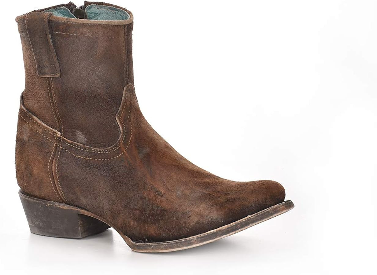 CORRAL Women's Western Style Round Toe Lamb Leather Ankle Eudora Boots, Chocolate-Tan, 10.5, Medi... | Amazon (US)