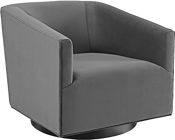 Modway Twist Performance Velvet Accent Lounge Living Room Swivel Chair in Gray | Amazon (US)
