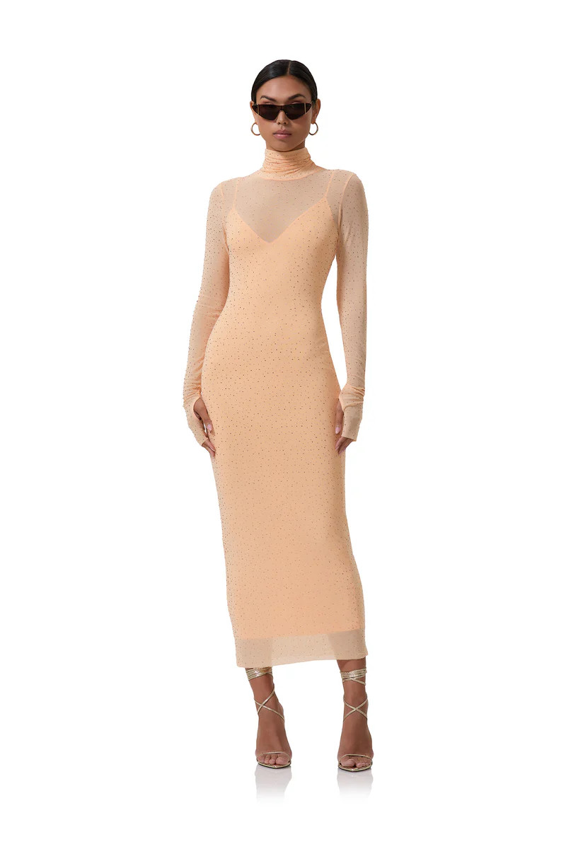 Shailene Rhinestone Dress - Peach Fuzz | ShopAFRM