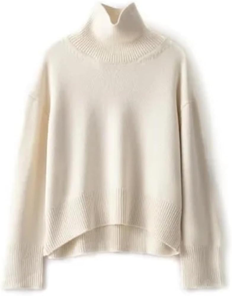 Women Thick Cashmere Sweater High Neck Sweater Warm Loose Knitted Pullover Jacket Autumn Winter | Amazon (US)