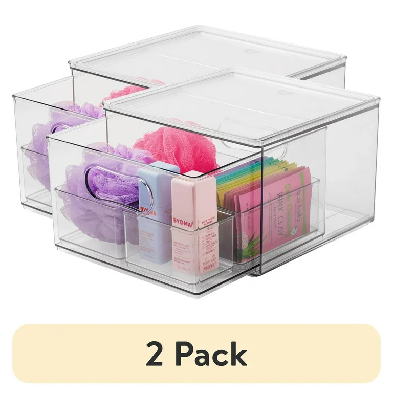 (2 pack) The Home Edit 4 Piece Bath Storage Edit Clear Plastic Modular Storage System 10.63" x 7.... | Walmart (US)