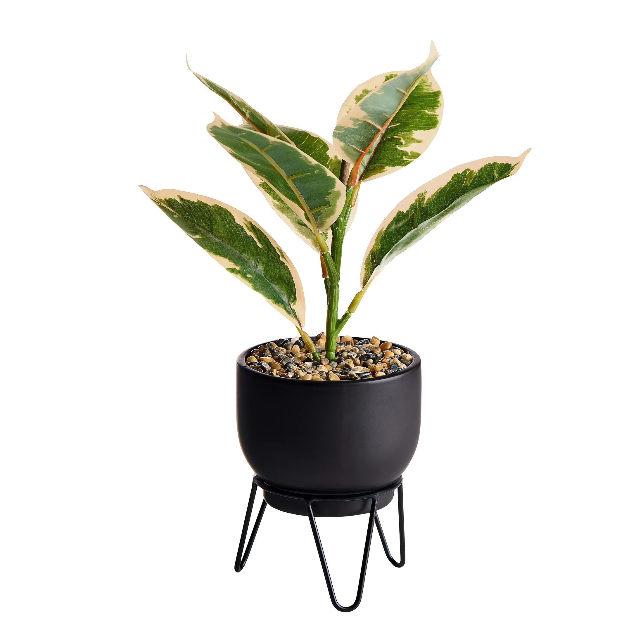 Better Homes & Gardens Artificial Ficus Plant in Black Ceramic Pot with Stand, 13" | Walmart (US)