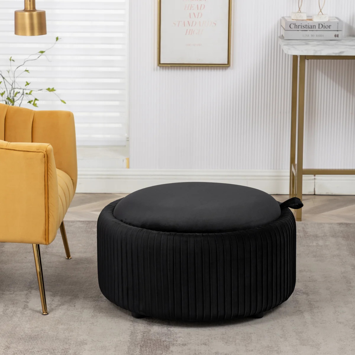 Savinien Upholstered Round Storage Ottoman | Wayfair North America
