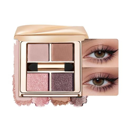 Cool Pink Mauve Eyeshadow Palette – 4 Matte&Glitter Shades for Icy Rose Glow, Romantic Soft Glam&Daily Eye Makeup, High-Pigment Long-Lasting Blendable Shadows that Enhance Brown, Hazel & Green Eyes | Amazon (US)