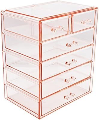 Sorbus Cosmetics Makeup and Jewelry Big Pink Storage Case Display- 4 Large and 2 Small Drawers Sp... | Amazon (US)