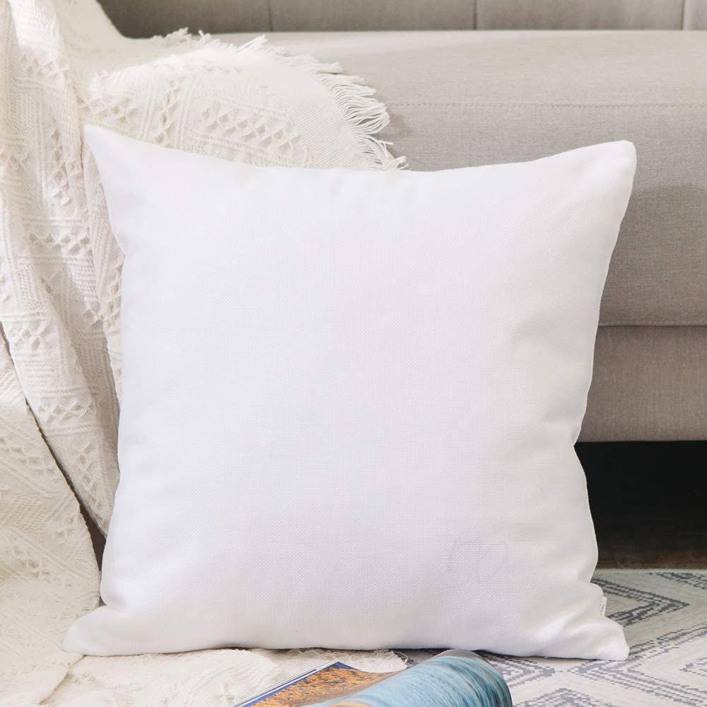 NATUS WEAVER 2 Piece Pure White Pillow Cover Faux Linen Square Decorative Throw Cushion Case Pill... | Amazon (US)