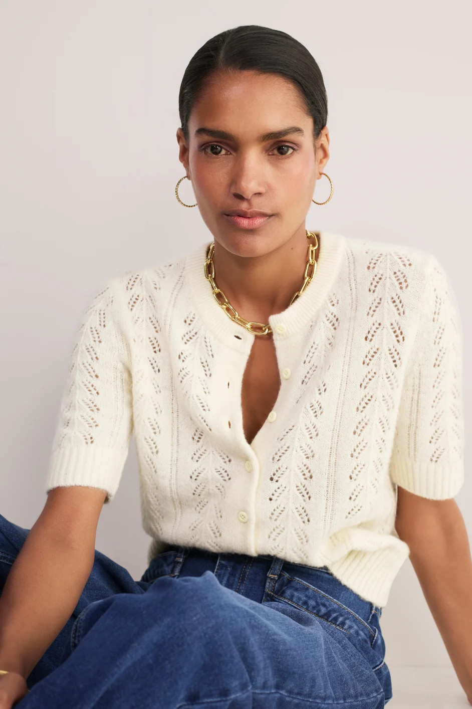 Elodie Cardigan - Ivory | WYSE London