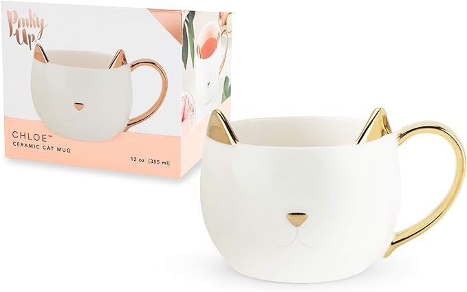 Pinky Up Chloe Cat Tea Glass Coffee Cup Mug, 12 oz, White | Amazon (US)