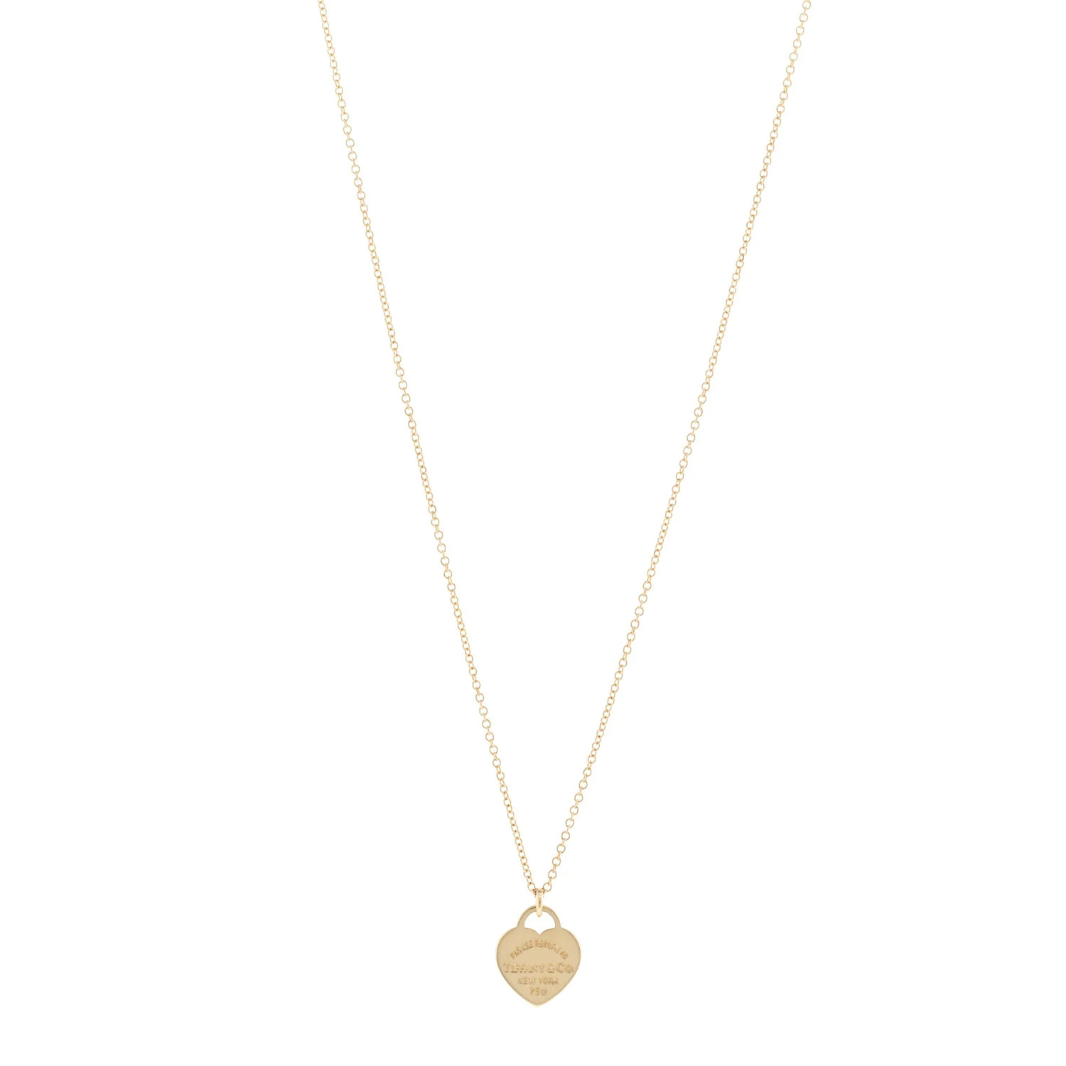 18K Yellow Gold Mini Return to Tiffany Heart Tag Pendant Necklace | FASHIONPHILE (US)