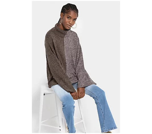 Peace Love World Two Tone Sweater - QVC.com | QVC