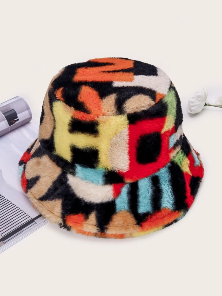 Colorblock Plush Bucket Hat | SHEIN