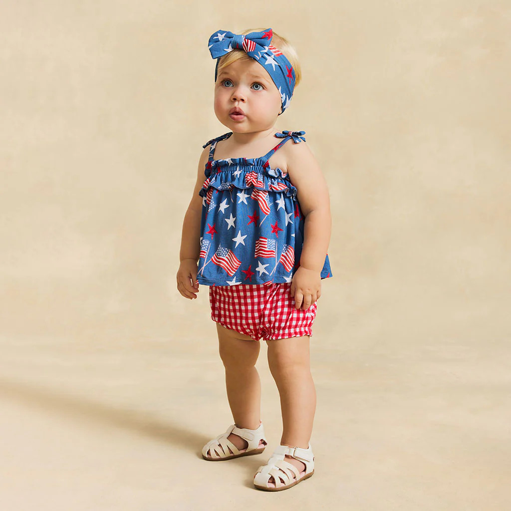 Sam Bow Strap Ruffled Top Bummie Set | Posh Peanut
