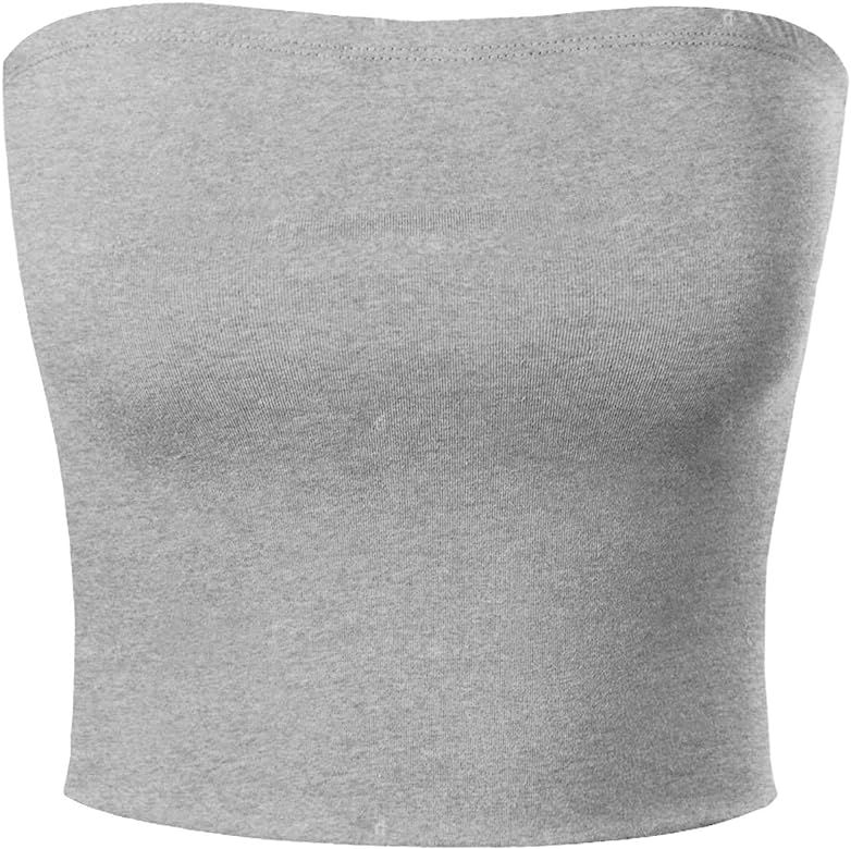 MixMatchy Women's Causal Strapless Basic Sexy Tube Top | Amazon (US)