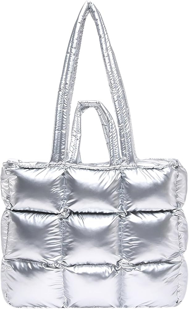 Puffer Tote Bag for Women, Quilted Puffy Handbag, Quilted Shoulder Bag Fluffy Satchel Purse for W... | Amazon (US)