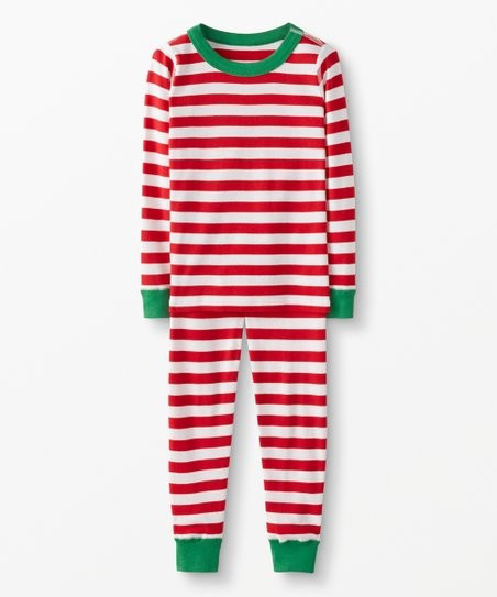 Hanna Red & White Bold Stripe Long-Sleeve Organic Cotton Pajama Set | Zulily