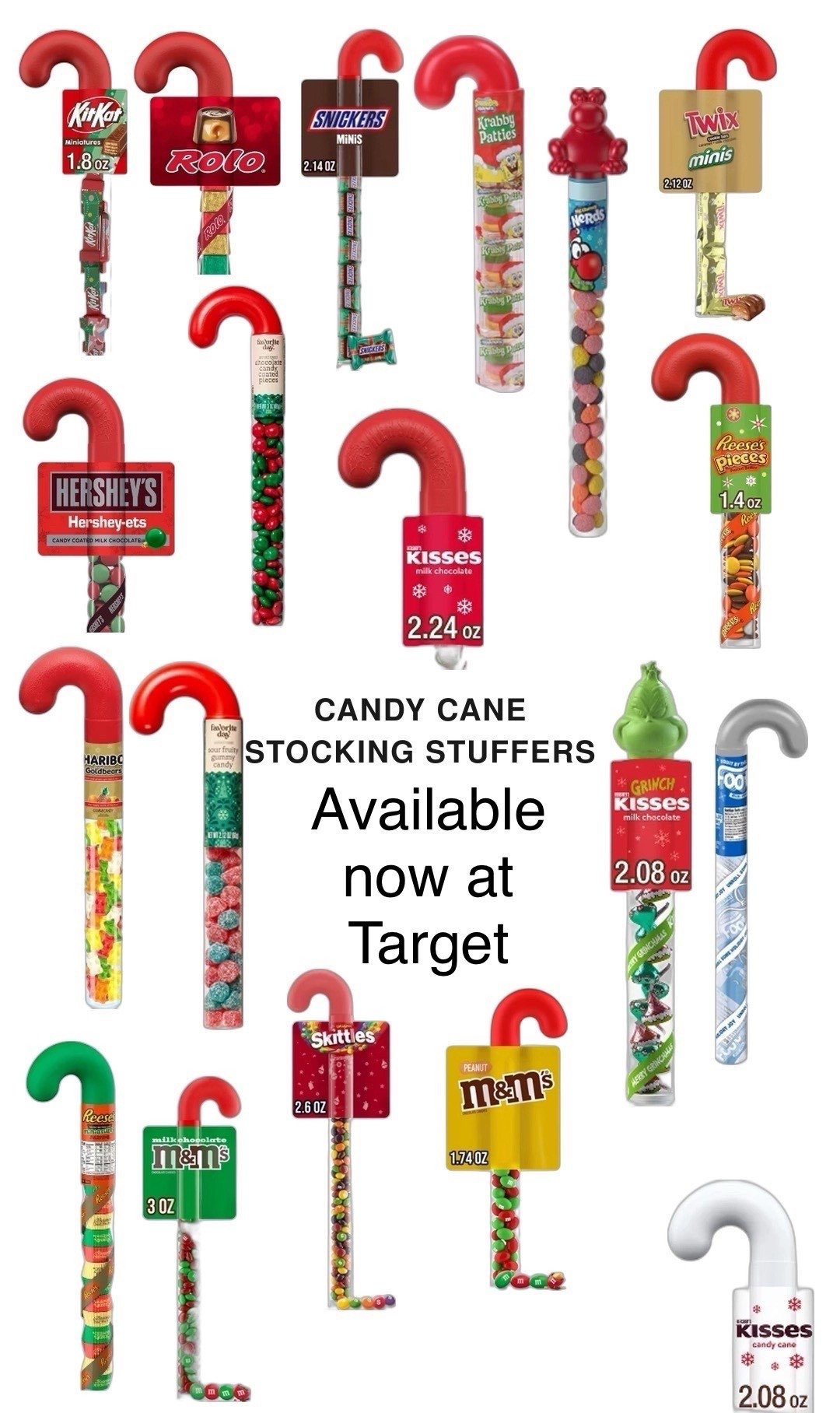 All of the plastic candy filled canes available now at Target. Nothing over $2.99

stocking stuffers. Kids. Christmas  

#LTKKids #LTKfoodie #LTKHoliday