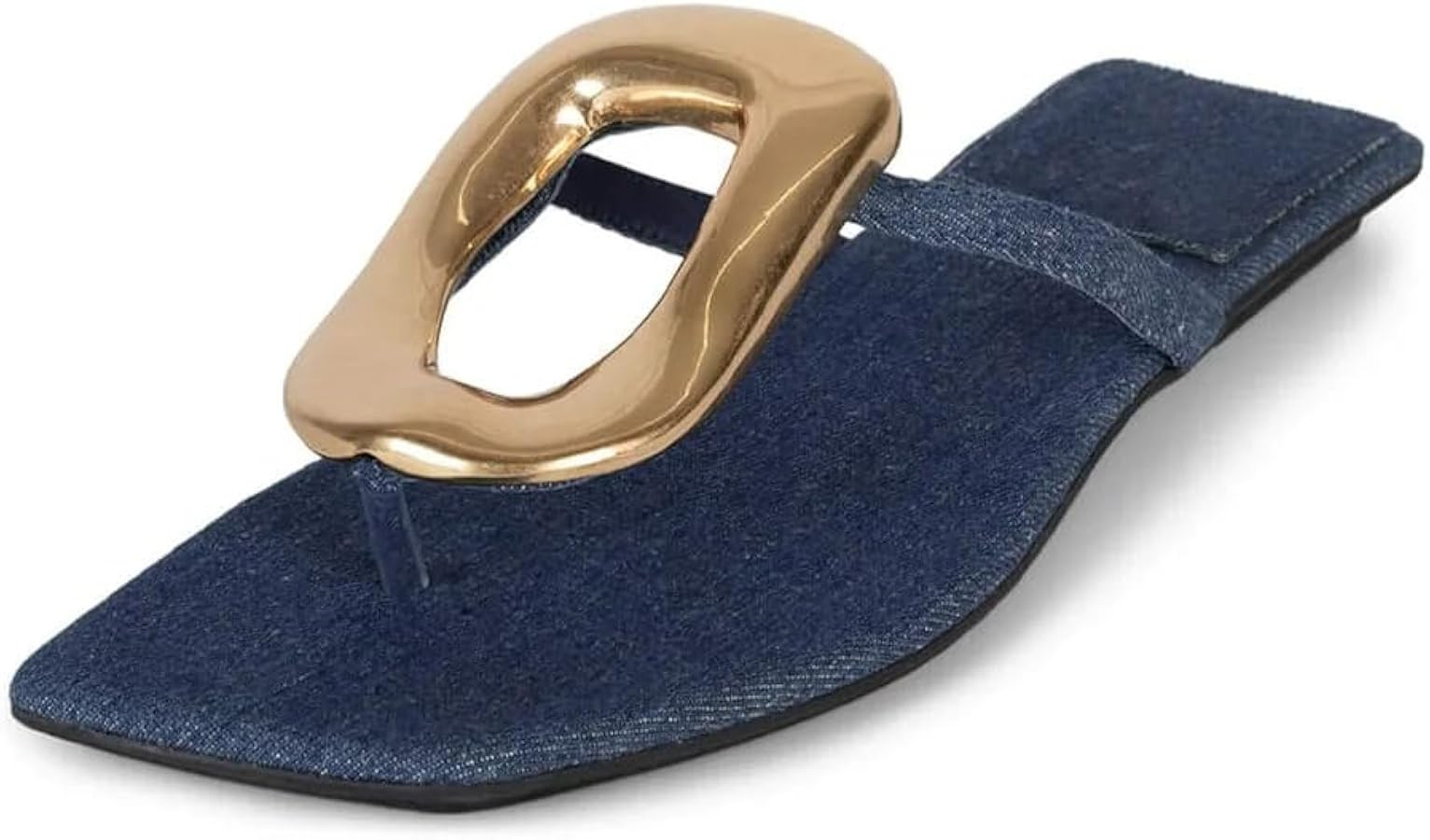 Flip-Flops for Women Thong Sandals Flat Black Slip on Slides Leather Beach Comfort Open Square To... | Amazon (US)