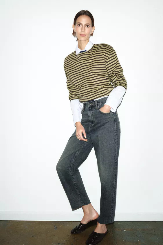 STRIPED COTTON AND LINEN T-SHIRT | Zara US