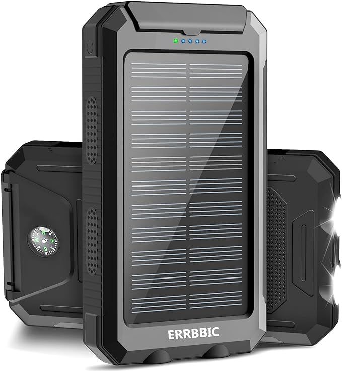 ERRBBIC Solar Charger 38800mAh Solar Power Bank Waterproof Portable External Backup Battery Charg... | Amazon (US)