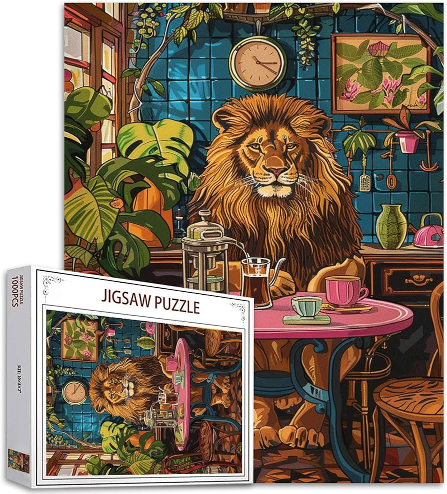 Wildlife 1000 Piece Jigsaw Puzzles for Adults Animal Lion Painting Jigsaw Puzzle Warm Kitchen Sce... | Amazon (US)