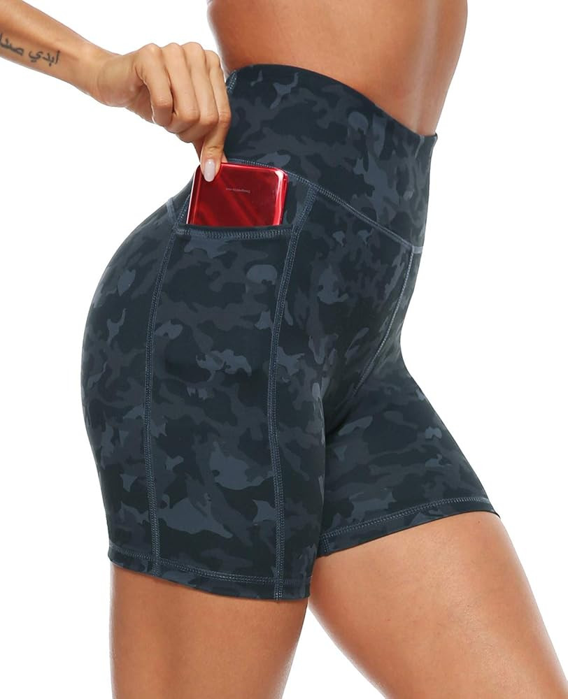 AFITNE Women’s High Waist Yoga Shorts with Pockets, Tummy Control Non See -Through Athletic Wor... | Amazon (US)