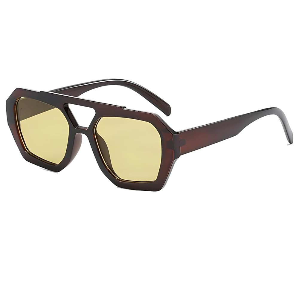 ADE WU Trendy Square Aviator Sunglasses for Women Thick Frame Double Bridge Geometric Sun Glasses | Amazon (US)