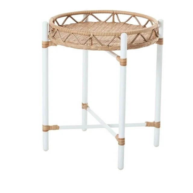 Better Homes & Gardens Lilah Outdoor 20" Round x 22" H Woven Top Side Table, White - Walmart.com | Walmart (US)