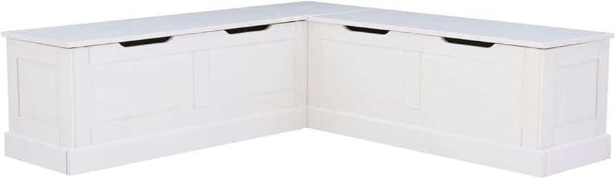 Linon White Backless Nook Harris Solid Pine Interior Storage | Amazon (US)