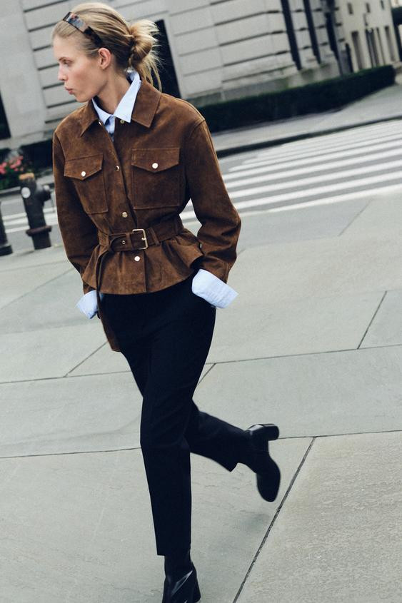 100% LEATHER BELTED JACKET | Zara US