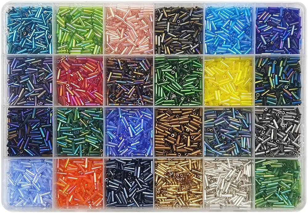 INSPIRELLE 2 * 6mm Tube Beads Kit Glass Bugle Seed Beads Small Craft Beads for DIY Bracelet Neckl... | Amazon (US)
